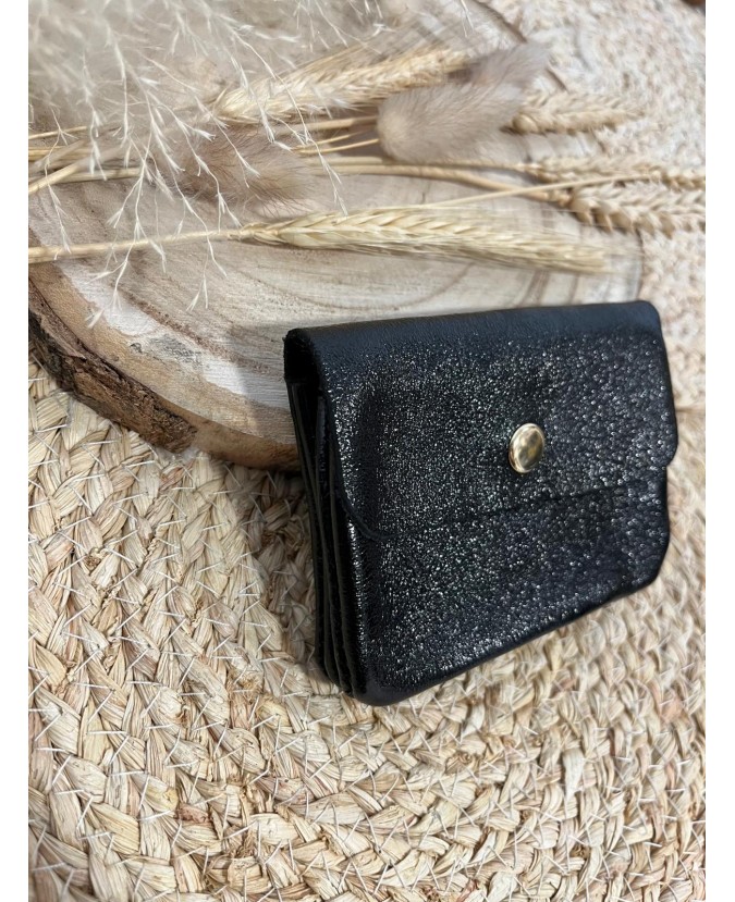 PORTE MONNAIE MINI LIZ - NOIR IRISE