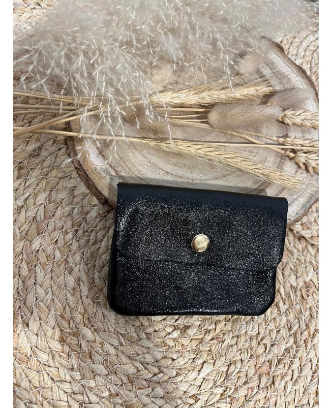 PORTE MONNAIE MINI LIZ - NOIR IRISE