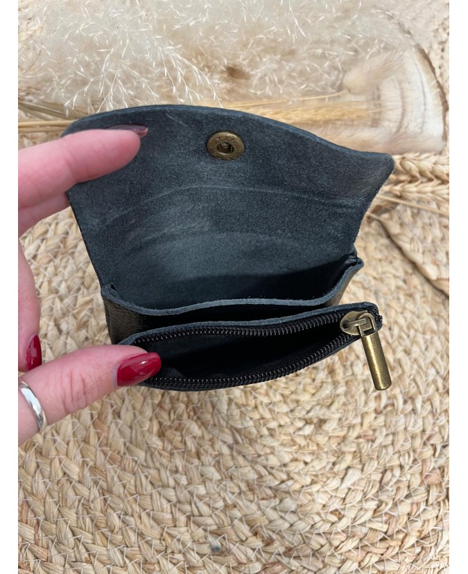 PORTE MONNAIE MINI LIZ - NOIR IRISE