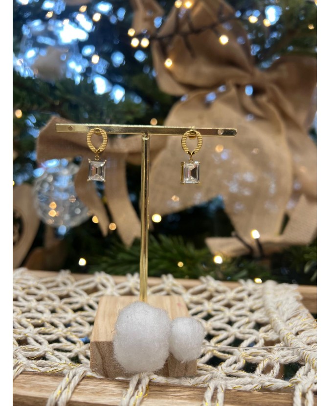 BOUCLES D'OREILLES CYAN - OR