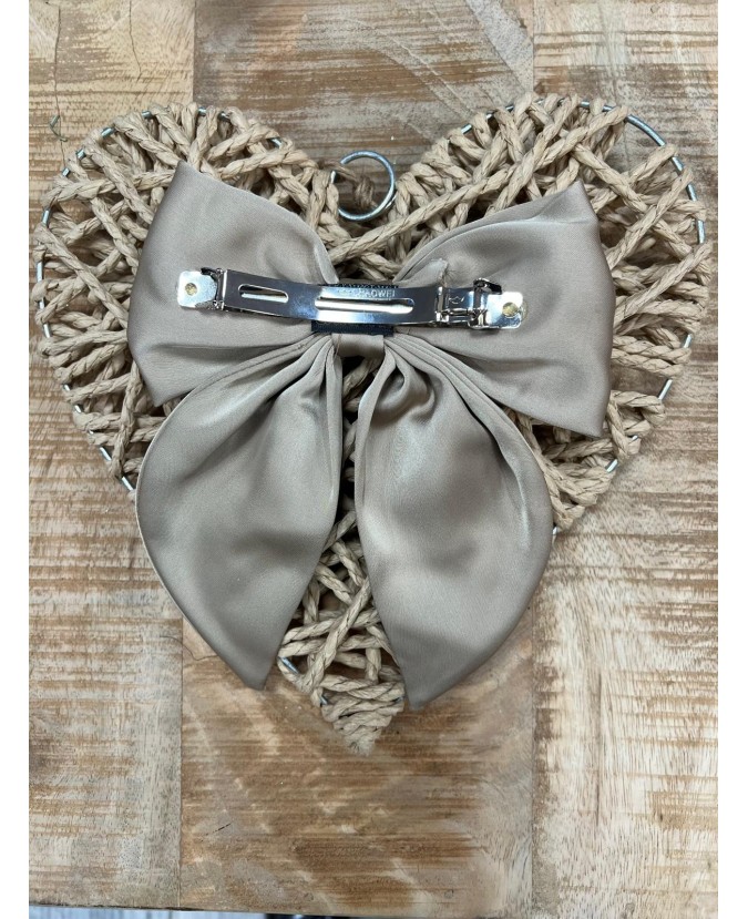 BARRETTE GROS NOEUD BEIGE