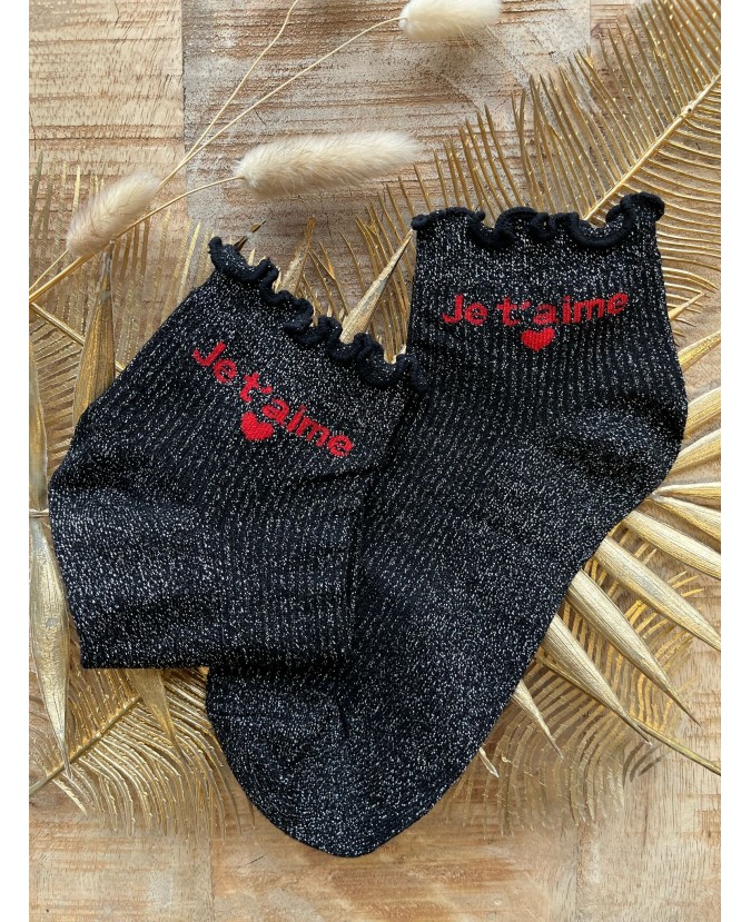 CHAUSSETTES JE T'AIME - NOIR