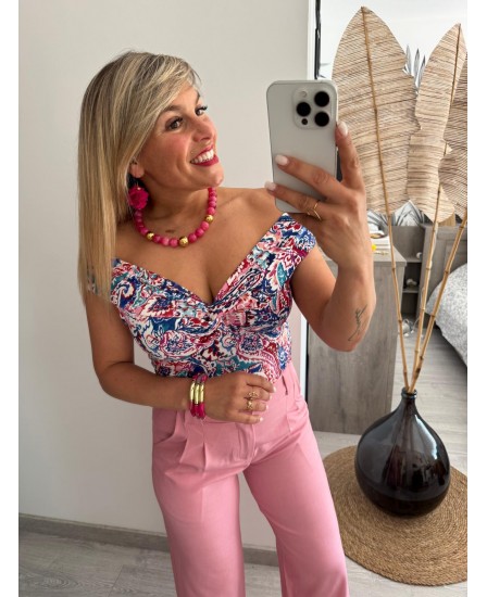 TOP ADARA - BLEU ELEC/ ROSE
