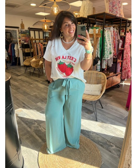 PANTALON DAVIDE - VERT D'EAU PULPEUSE