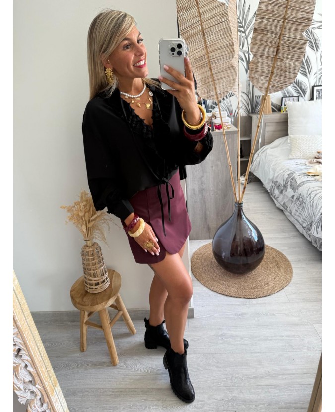 JUPE SHORT ELISSA - BORDEAUX