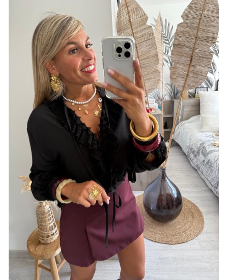 JUPE SHORT ELISSA - BORDEAUX