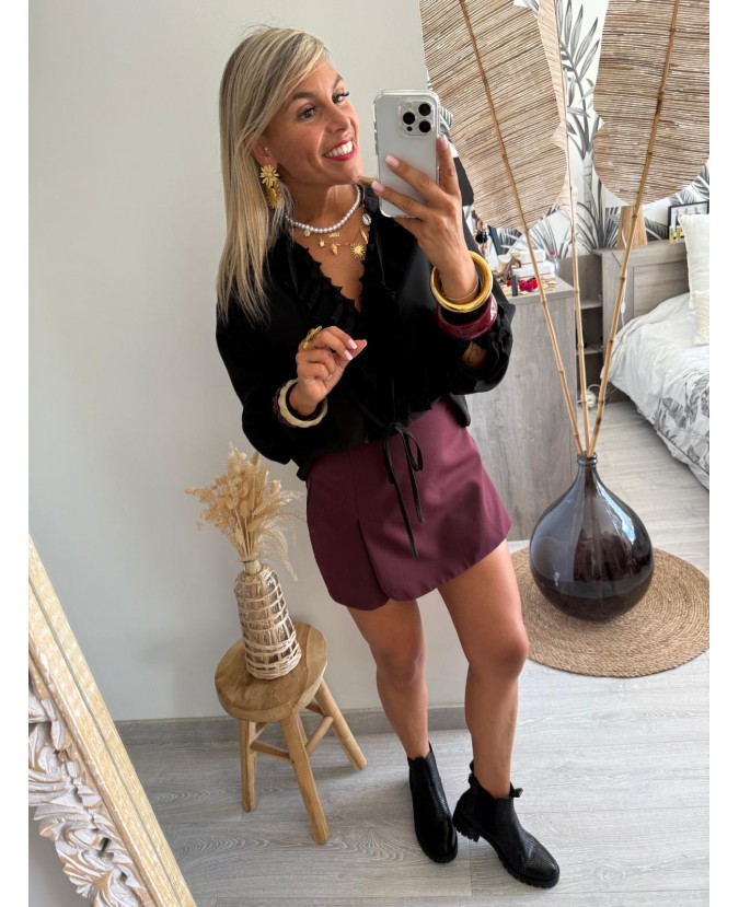 JUPE SHORT ELISSA - BORDEAUX