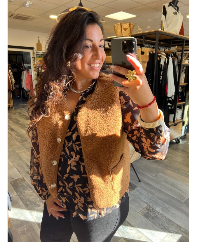 GILET FLORIA- MARRON PULPEUSE