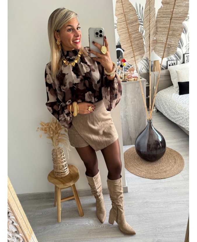 JUPE SHORT LEE - TAUPE