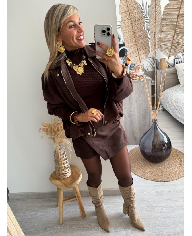 JUPE SHORT LEE - CHOCO