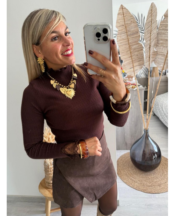 JUPE SHORT LEE - CHOCO