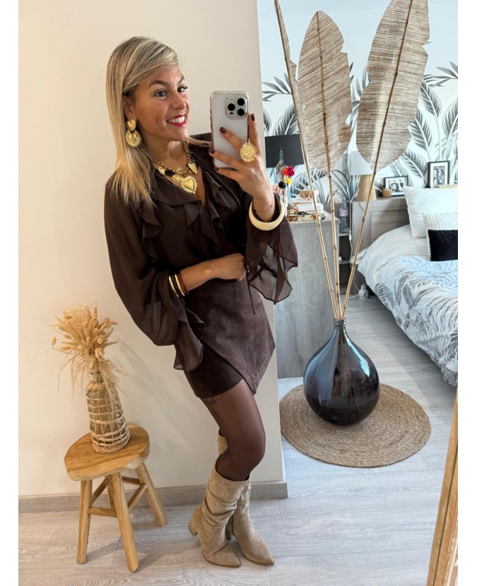 JUPE SHORT LEE - CHOCO