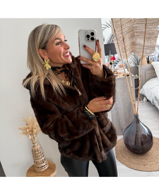 MANTEAU FAYCAL - MARRON