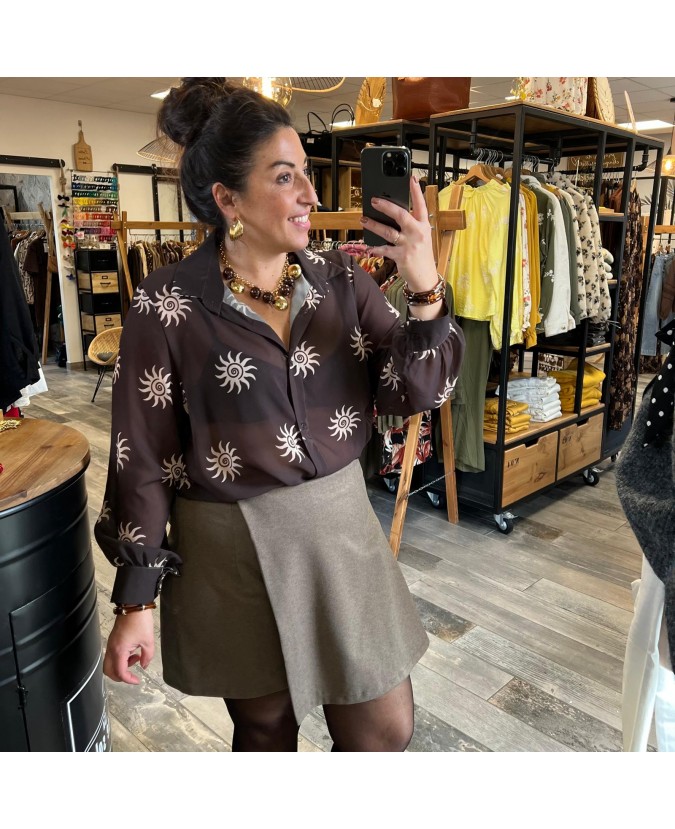 JUPE SHORT PULP ZAIRA - TAUPE