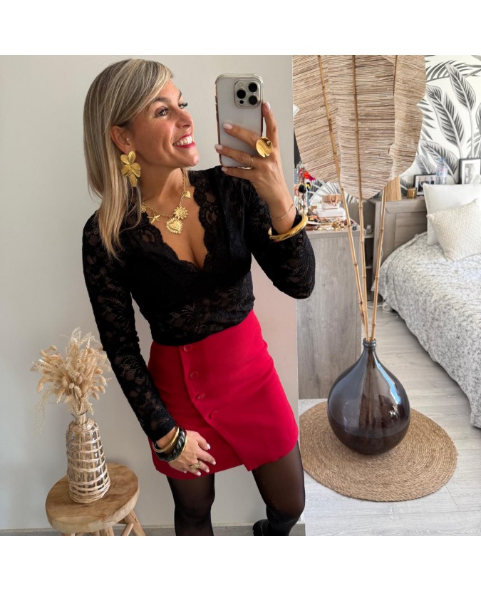 JUPE SHORT ROSALINE - ROUGE