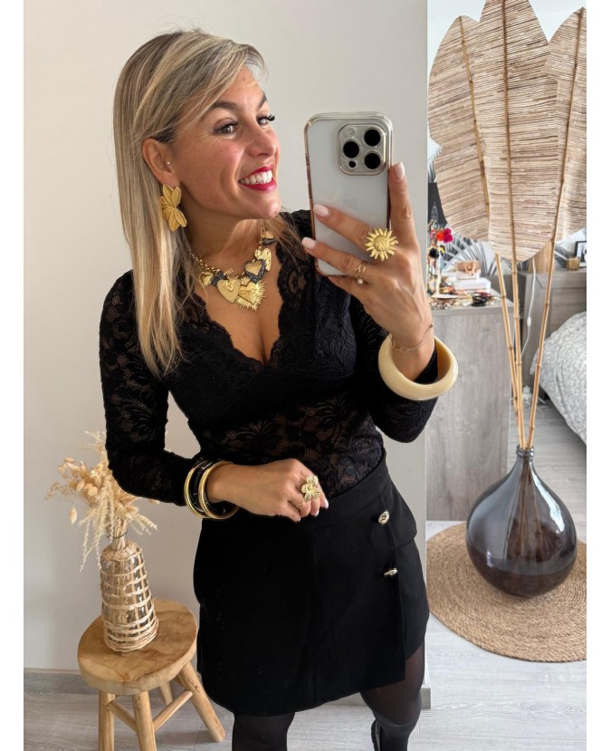 JUPE SHORT HORTENSE - NOIR