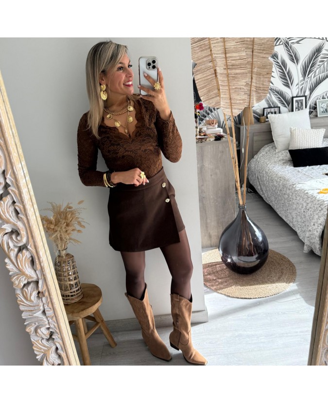 JUPE SHORT HORTENSE - CHOCO