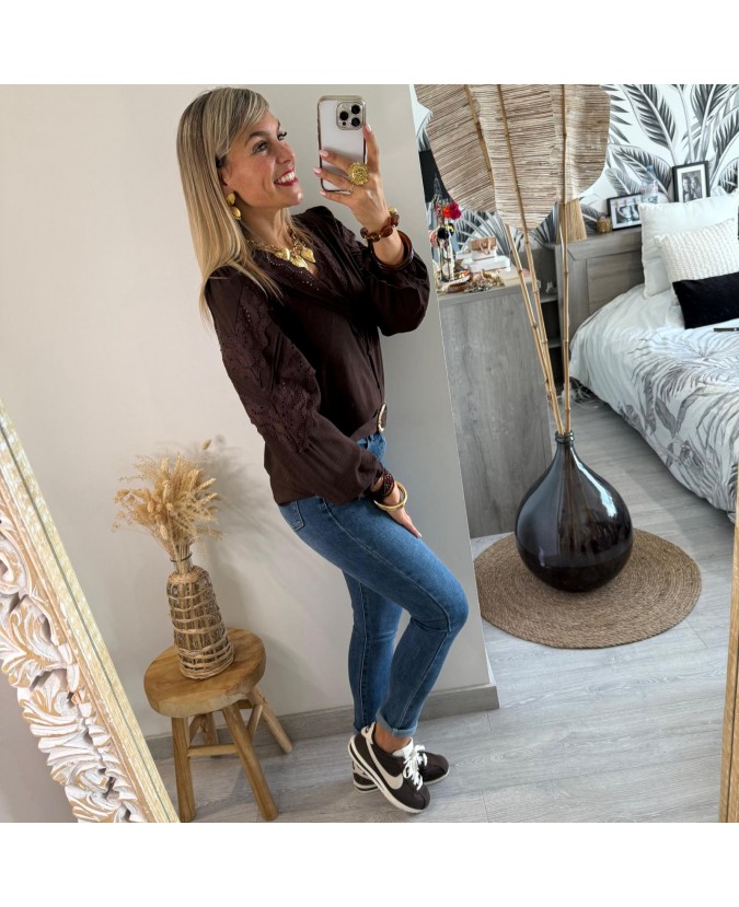 BLOUSE MOIRA - CHOCOLAT