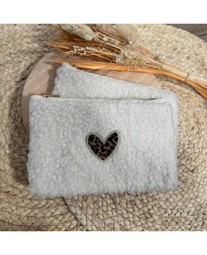 POCHETTE COEUR LÉO - ÉCRU