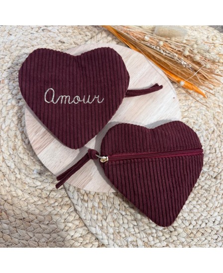 PORTE MONNAIE AMOUR - BORDEAUX