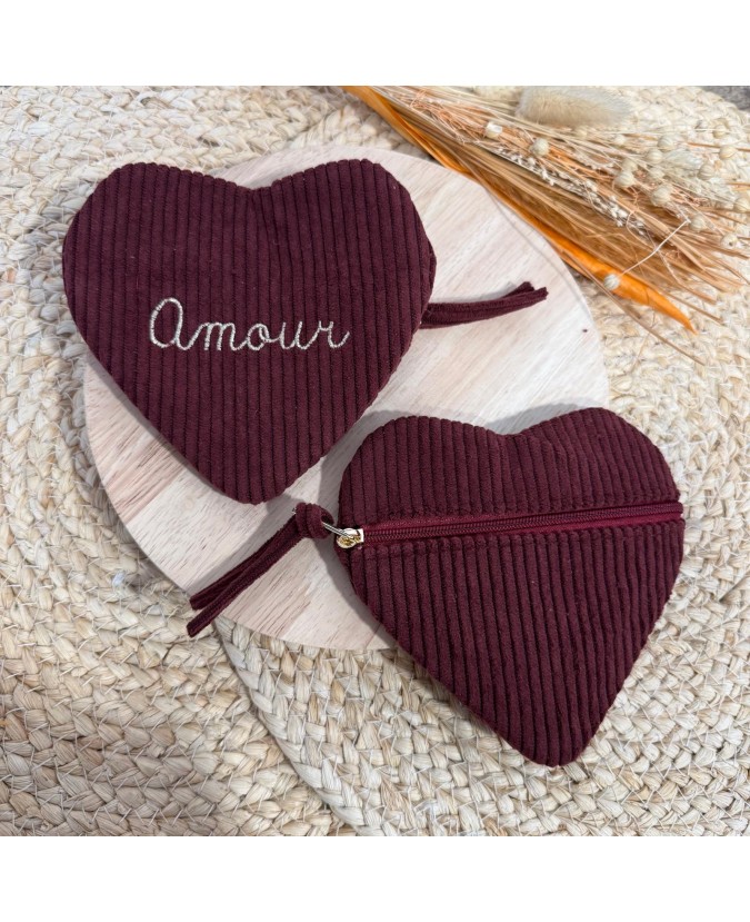 PORTE MONNAIE AMOUR - BORDEAUX