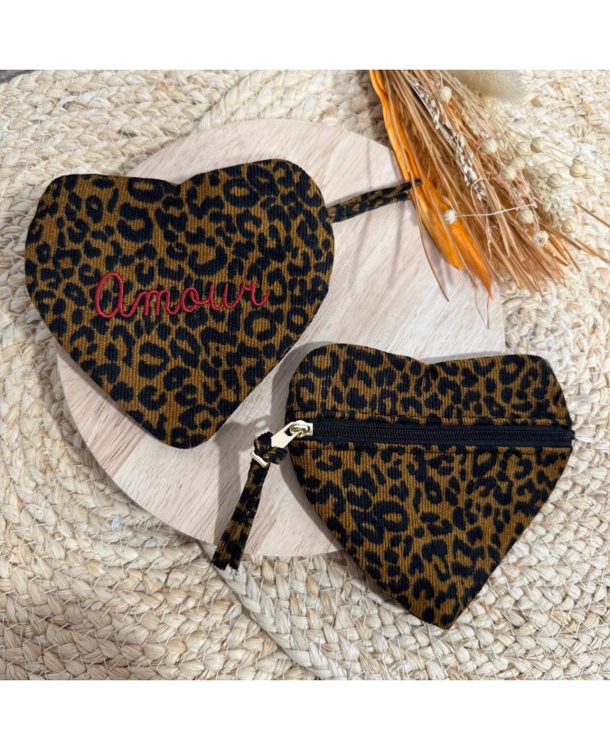 PORTE MONNAIE AMOUR - LÉOPARD