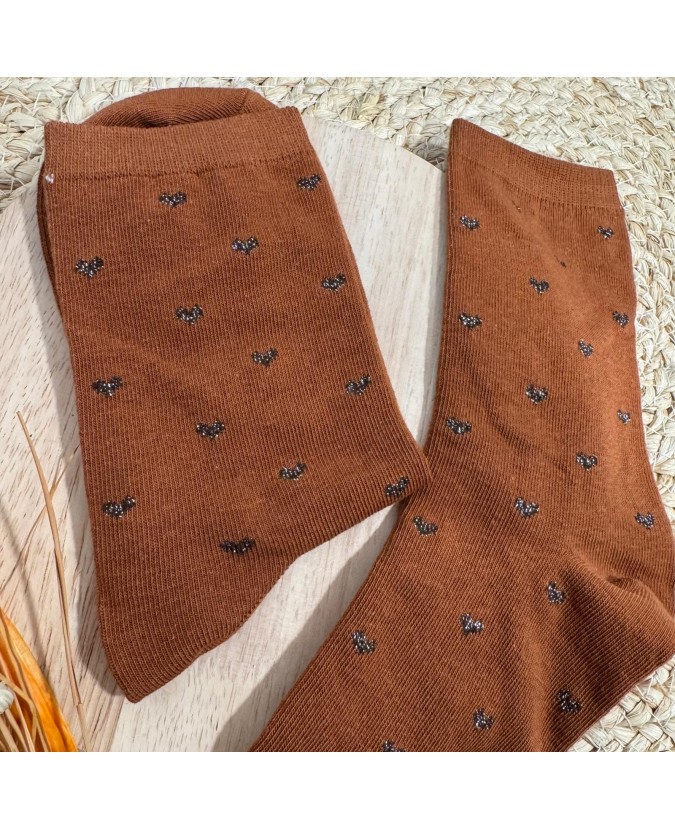 CHAUSSETTES MINI COEUR - CAMEL
