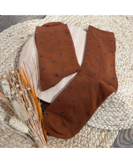 CHAUSSETTES MINI COEUR - CAMEL