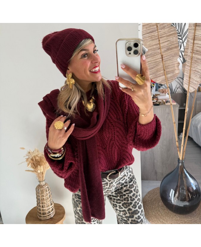 BONNET-ECHARPE - BORDEAUX