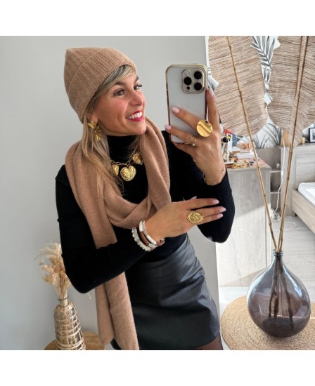 BONNET-ECHARPE - BEIGE