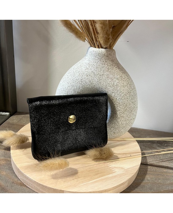 PORTE MONNAIE MINI LIZ - NOIR IRISE