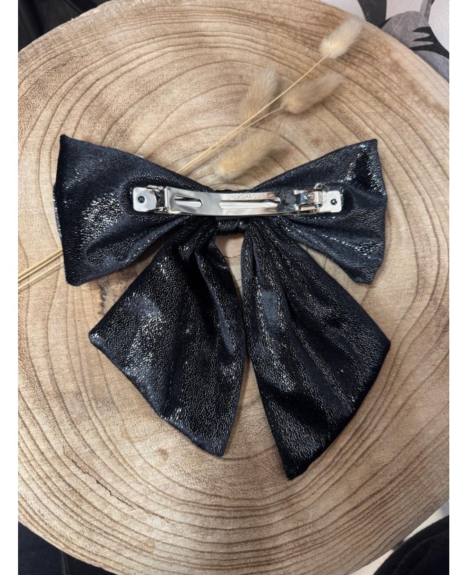 BARRETTE GROS NOEUD NOIR PAILLETTE
