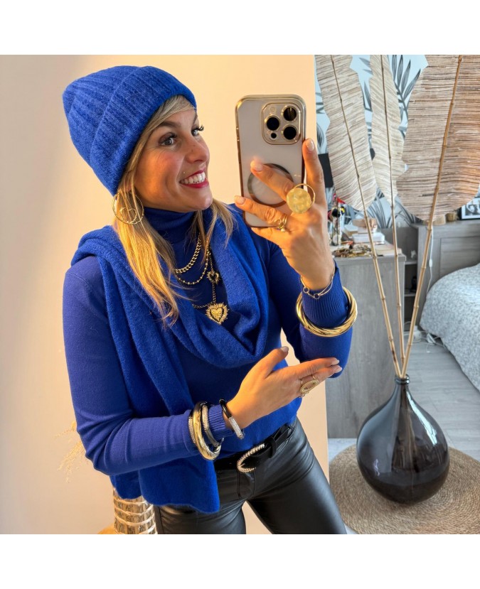 BONNET-ÉCHARPE - BLEU ROI