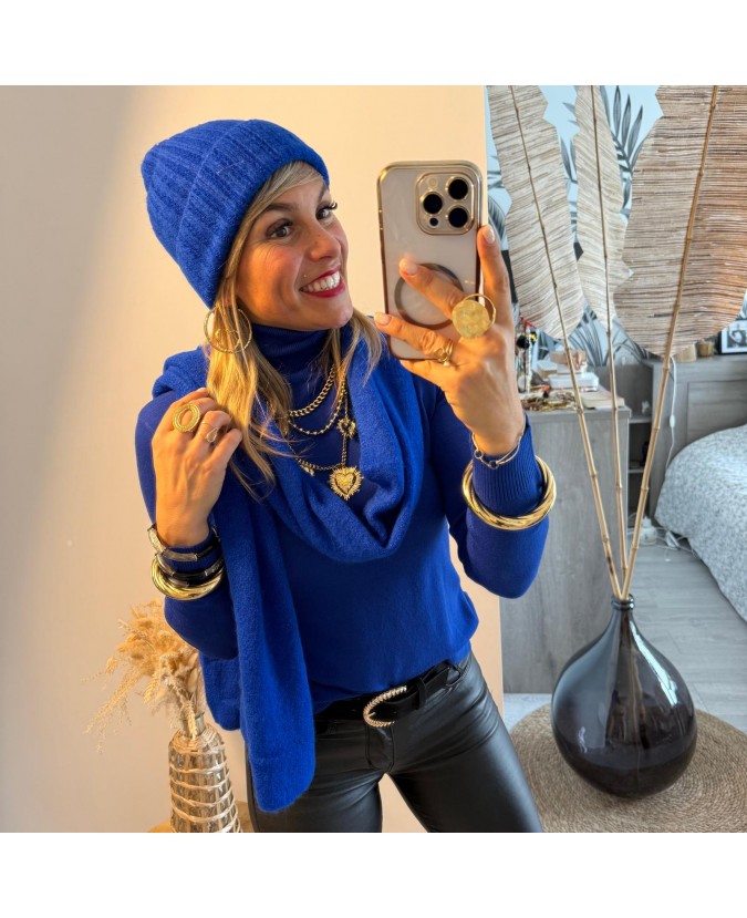 BONNET-ÉCHARPE - BLEU ROI