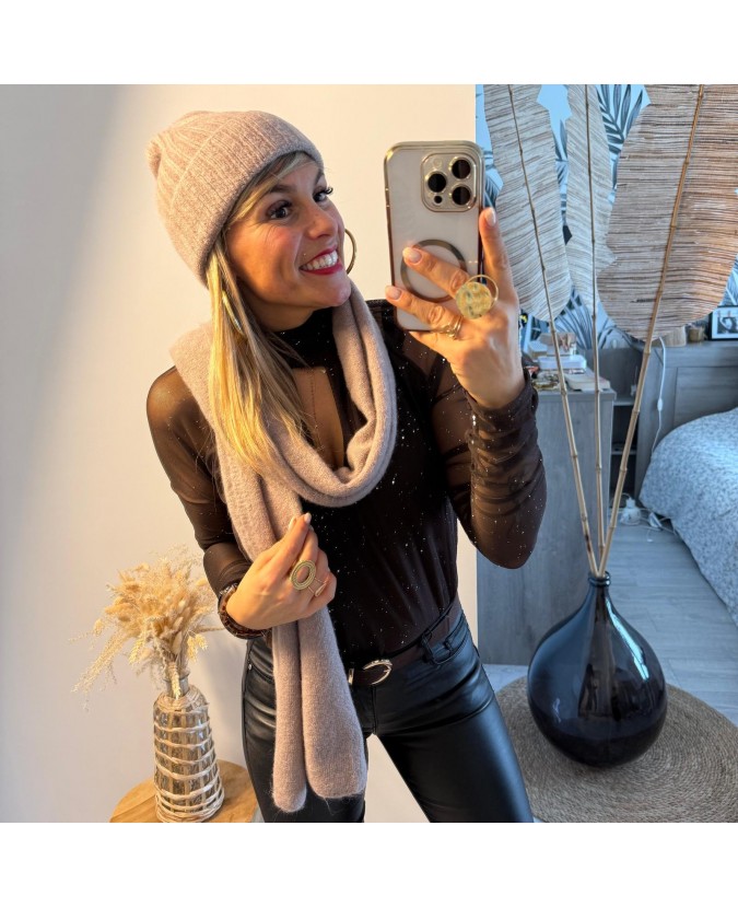 BONNET-ÉCHARPE - TAUPE