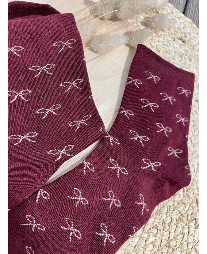 CHAUSSETTES PETITS NOEUDS - BORDEAUX