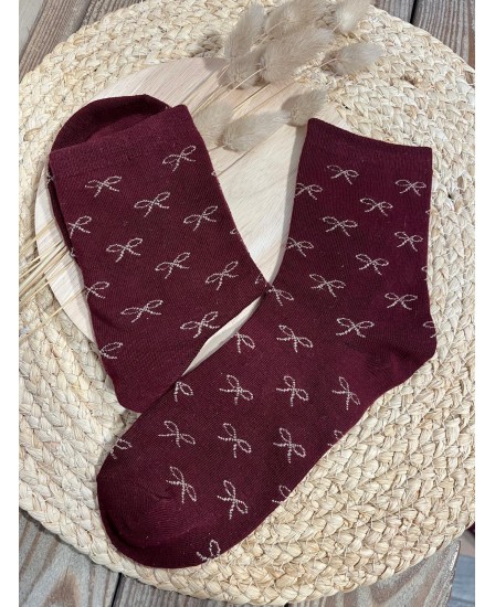 CHAUSSETTES PETITS NOEUDS - BORDEAUX