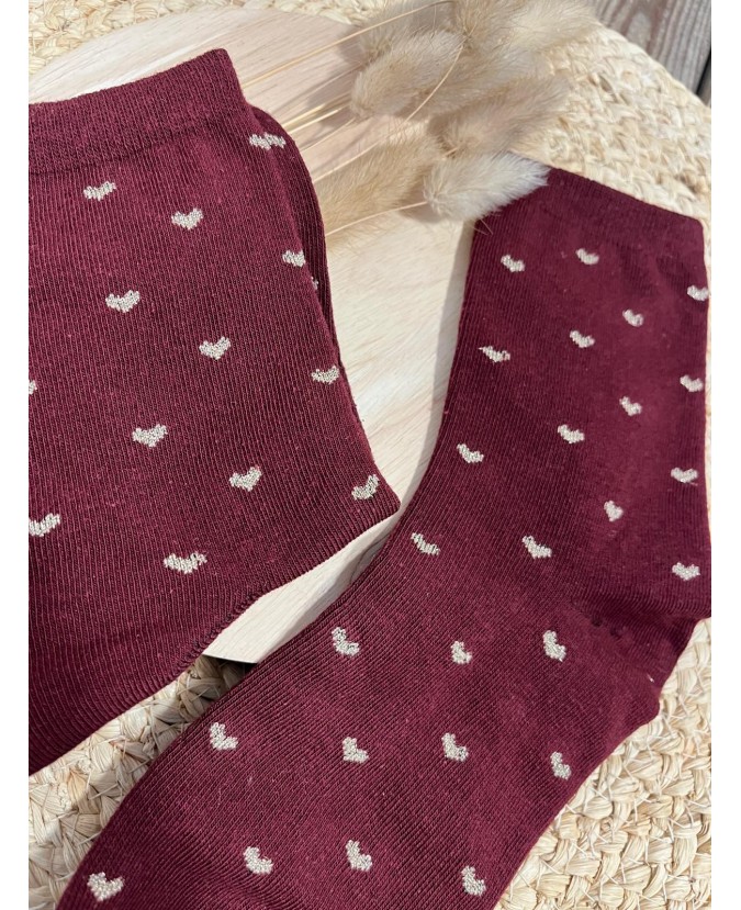 CHAUSSETTES MINI COEUR - BORDEAUX