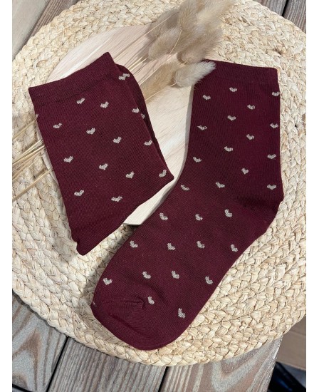 CHAUSSETTES MINI COEUR - BORDEAUX