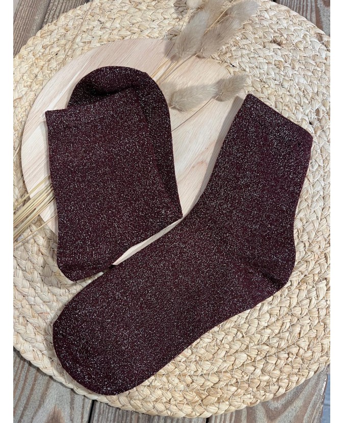CHAUSSETTES PAILLETTES - BORDEAUX