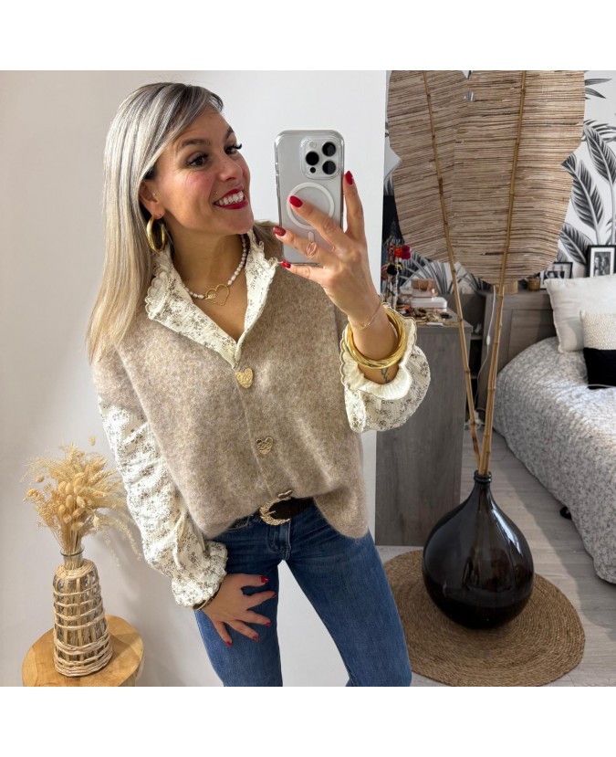 GILET CLEOPHES - TAUPE