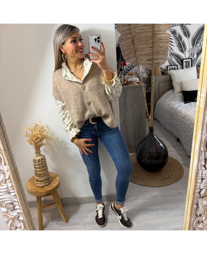 GILET CLEOPHES - TAUPE