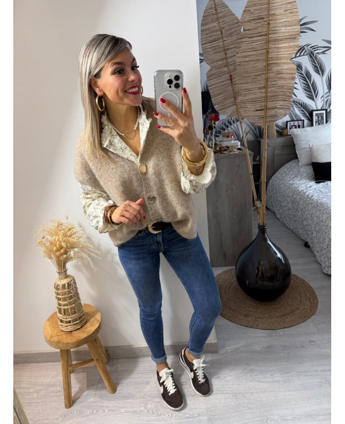 GILET CLEOPHES - TAUPE