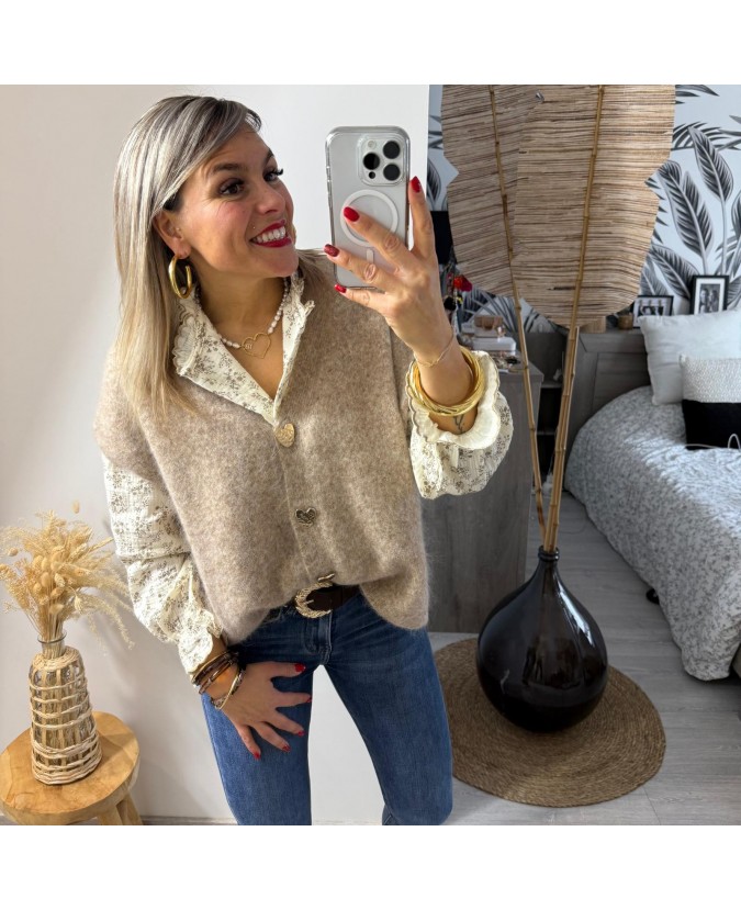 GILET CLEOPHES - TAUPE