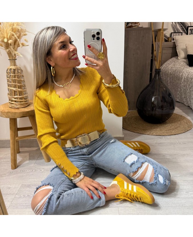 PULL AMELIE - MOUTARDE