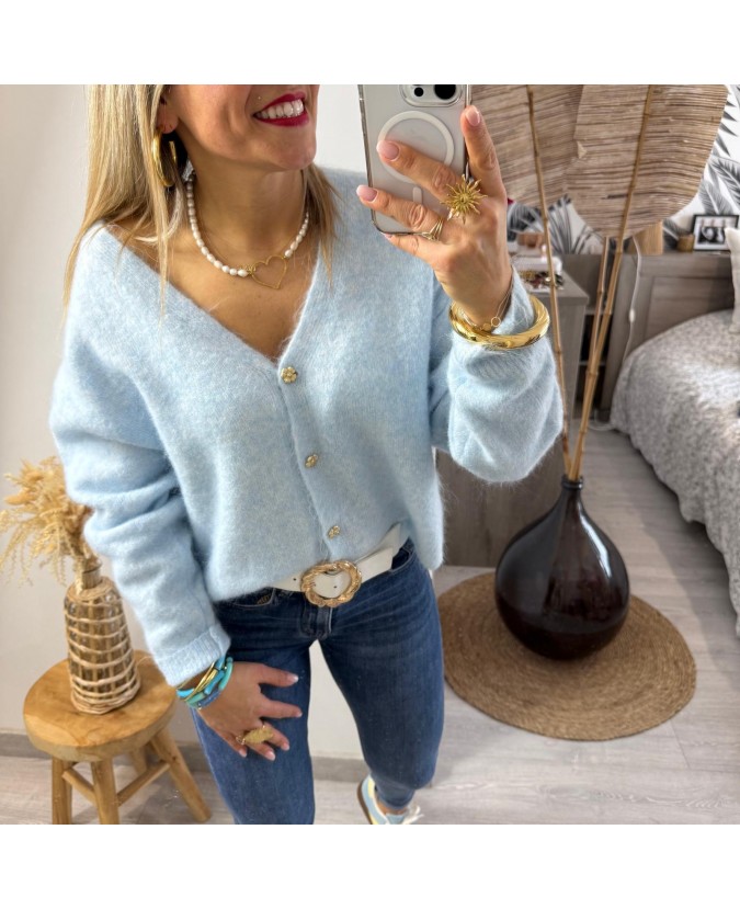 GILET CORALIE - BLEU CIEL