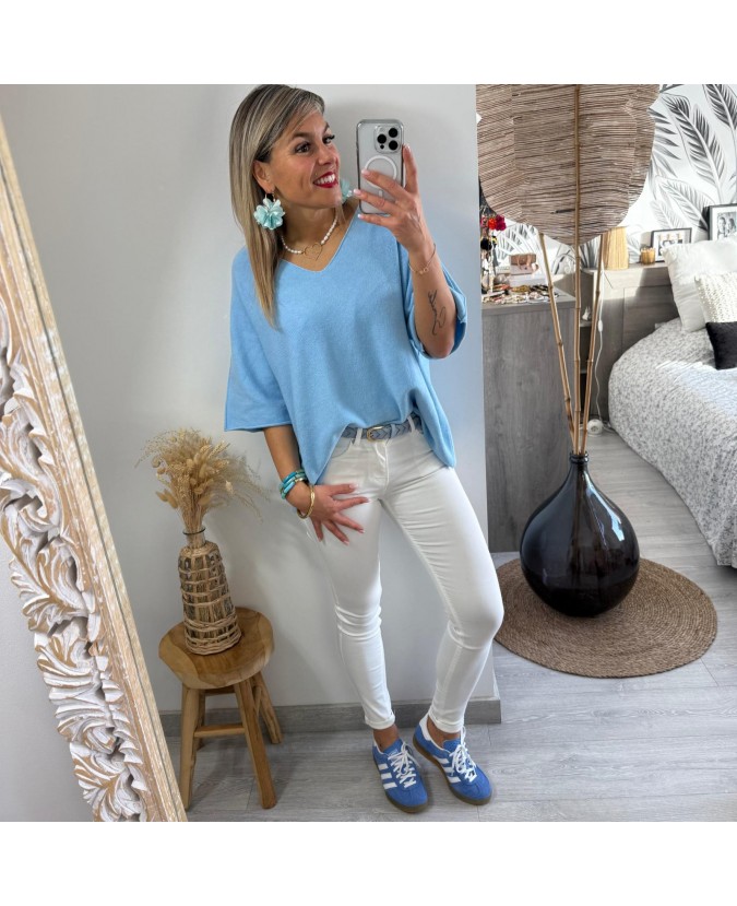 PULL CHRISTIAN - BLEU CIEL