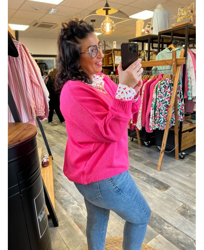 PULL SALIM PULPEUSE - ROSE FLUO