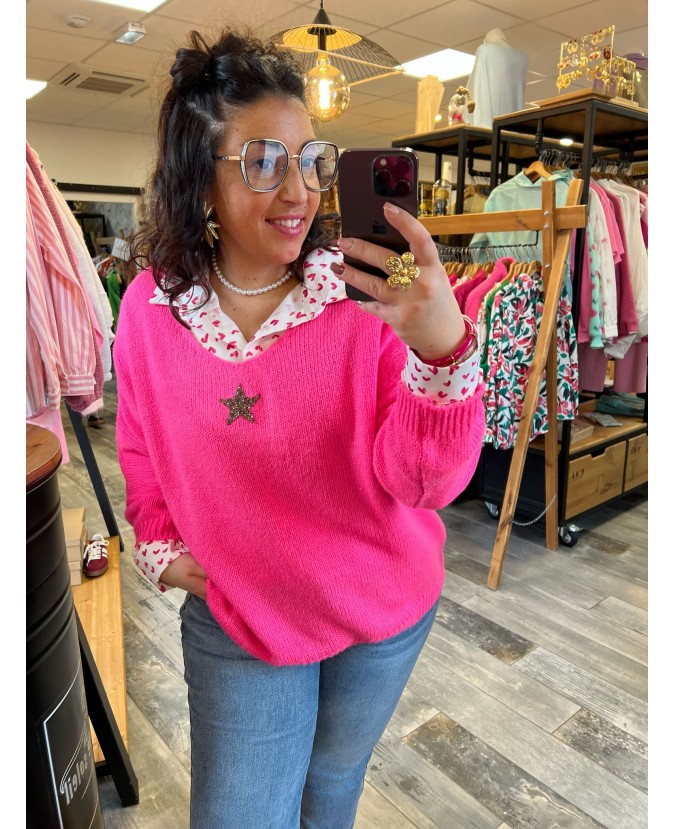 PULL SALIM PULPEUSE - ROSE FLUO