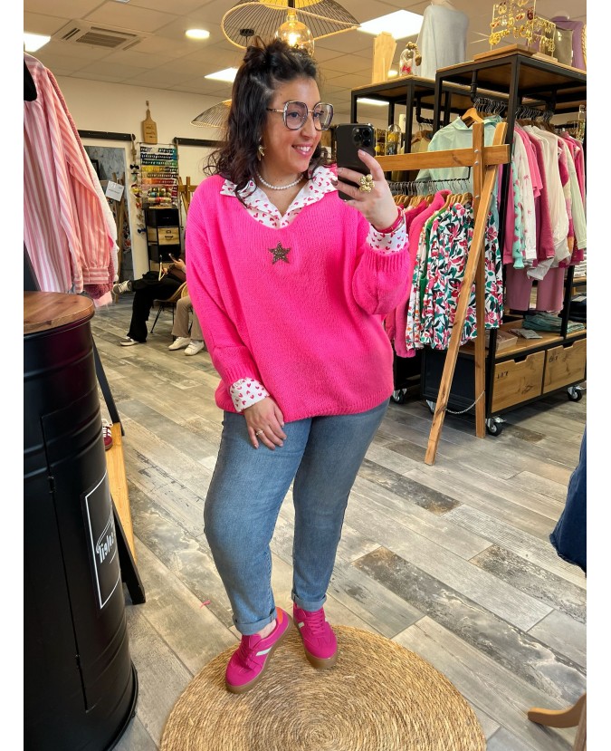 PULL SALIM PULPEUSE - ROSE FLUO